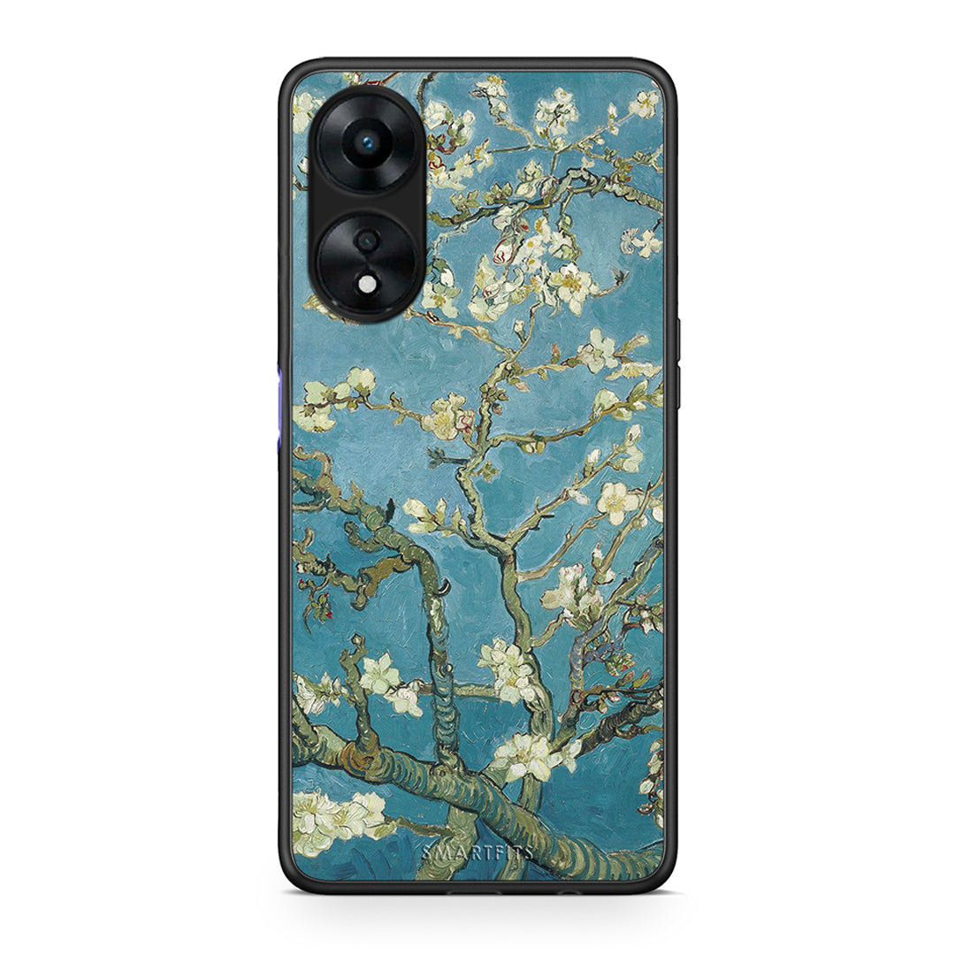 Θήκη Oppo A78 White Blossoms από τη Smartfits με σχέδιο στο πίσω μέρος και μαύρο περίβλημα | Oppo A78 White Blossoms Case with Colorful Back and Black Bezels