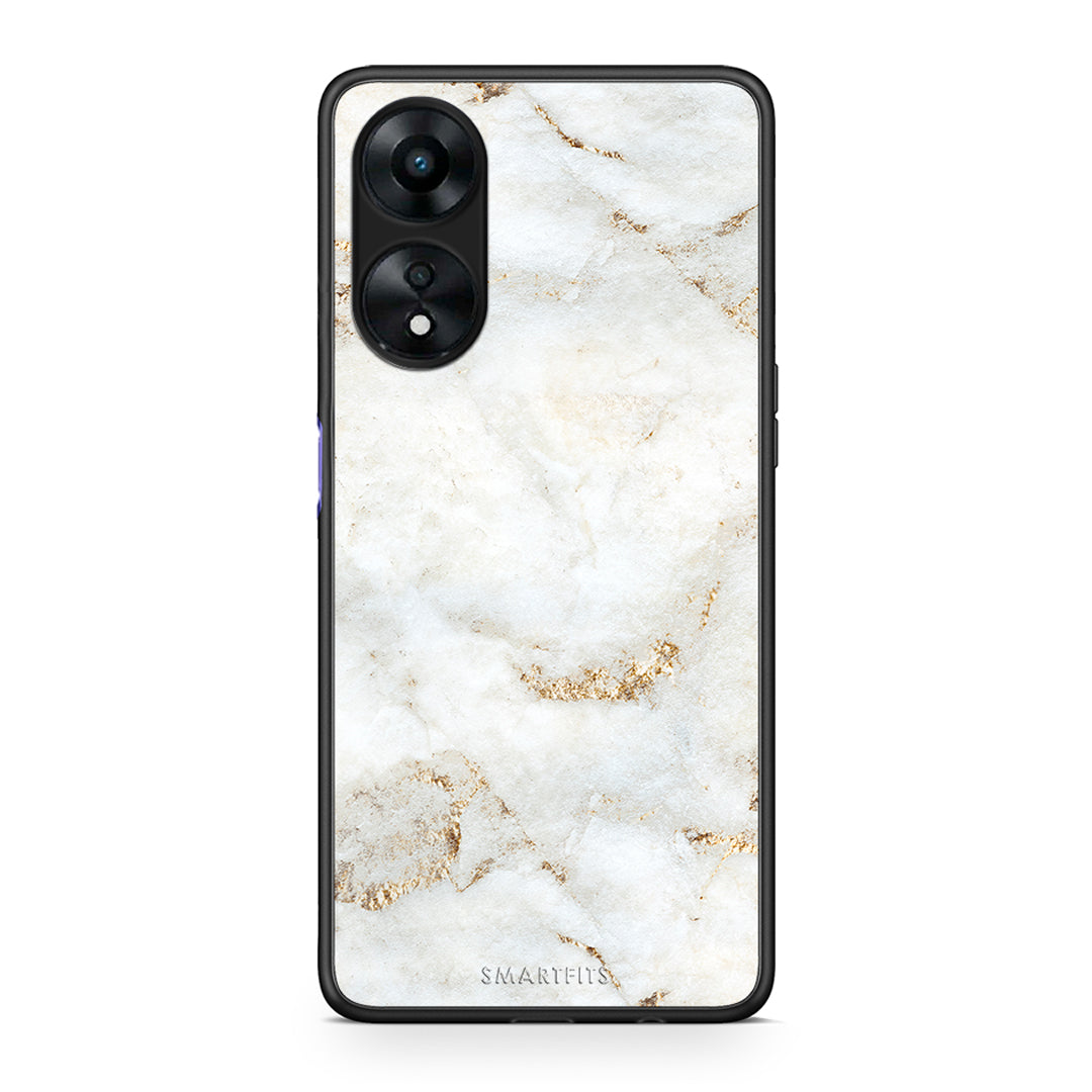 Θήκη Oppo A78 White Gold Marble από τη Smartfits με σχέδιο στο πίσω μέρος και μαύρο περίβλημα | Oppo A78 White Gold Marble Case with Colorful Back and Black Bezels