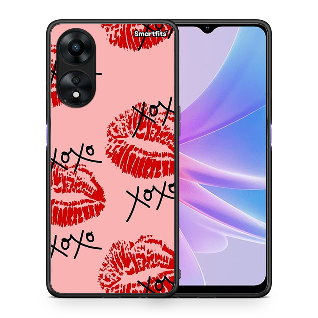 Θήκη Oppo A78 XOXO Lips από τη Smartfits με σχέδιο στο πίσω μέρος και μαύρο περίβλημα | Oppo A78 XOXO Lips Case with Colorful Back and Black Bezels