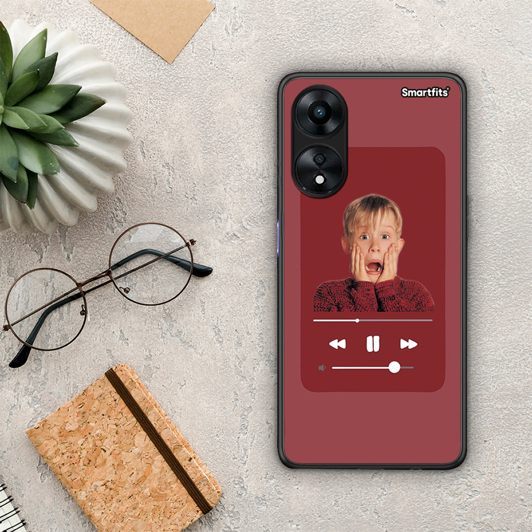 Θήκη Oppo A78 Xmas Alone Music από τη Smartfits με σχέδιο στο πίσω μέρος και μαύρο περίβλημα | Oppo A78 Xmas Alone Music Case with Colorful Back and Black Bezels