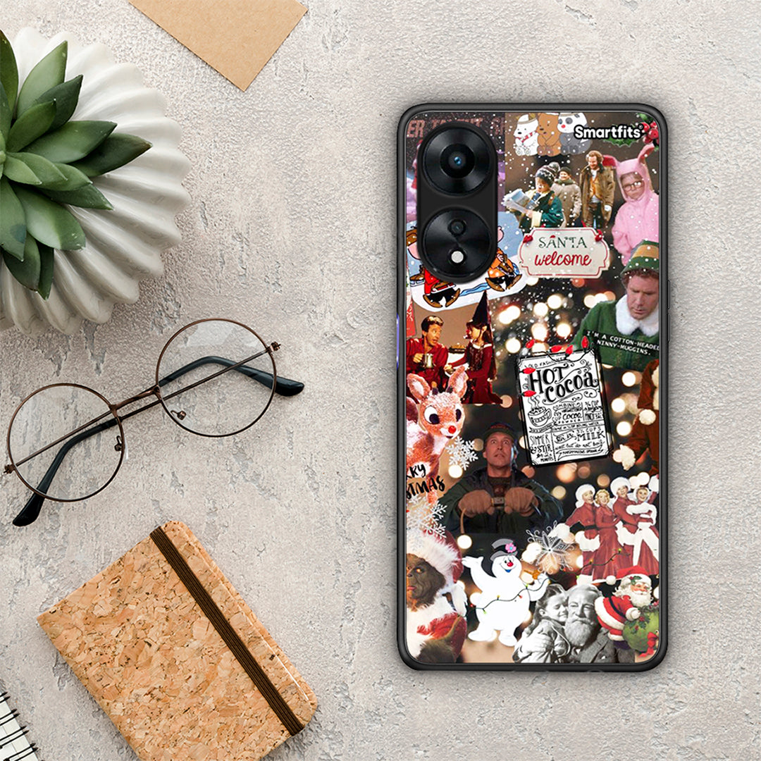 Θήκη Oppo A78 Xmas Movies από τη Smartfits με σχέδιο στο πίσω μέρος και μαύρο περίβλημα | Oppo A78 Xmas Movies Case with Colorful Back and Black Bezels