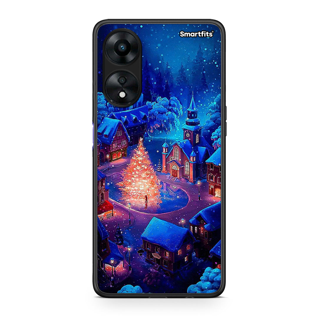 Θήκη Oppo A78 Xmas Village από τη Smartfits με σχέδιο στο πίσω μέρος και μαύρο περίβλημα | Oppo A78 Xmas Village Case with Colorful Back and Black Bezels