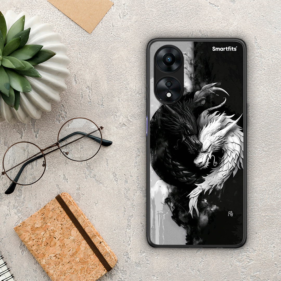 Θήκη Oppo A78 Yin Yang από τη Smartfits με σχέδιο στο πίσω μέρος και μαύρο περίβλημα | Oppo A78 Yin Yang Case with Colorful Back and Black Bezels