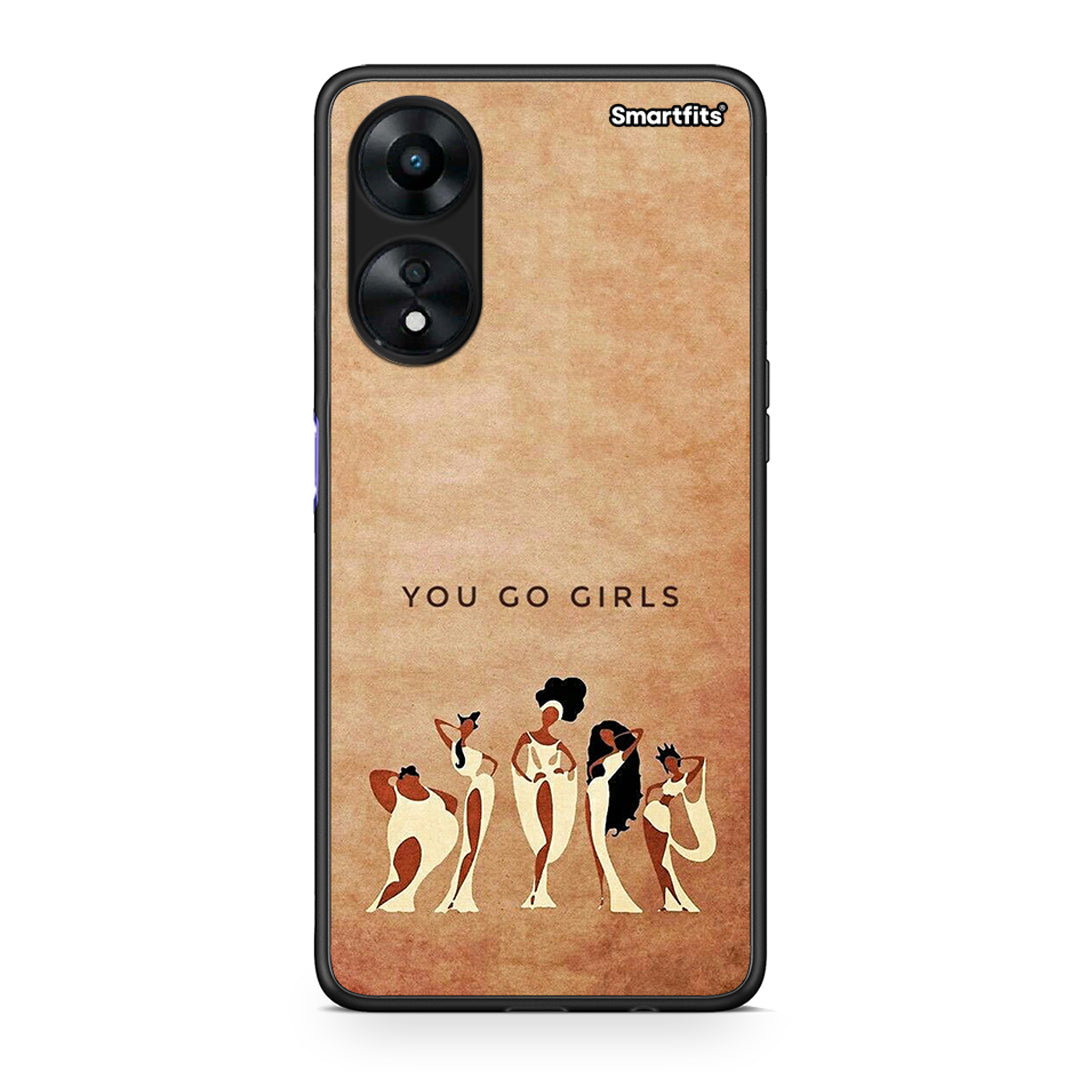 Θήκη Oppo A78 You Go Girl από τη Smartfits με σχέδιο στο πίσω μέρος και μαύρο περίβλημα | Oppo A78 You Go Girl Case with Colorful Back and Black Bezels