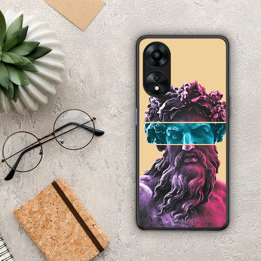 Θήκη Oppo A78 Zeus Art από τη Smartfits με σχέδιο στο πίσω μέρος και μαύρο περίβλημα | Oppo A78 Zeus Art Case with Colorful Back and Black Bezels