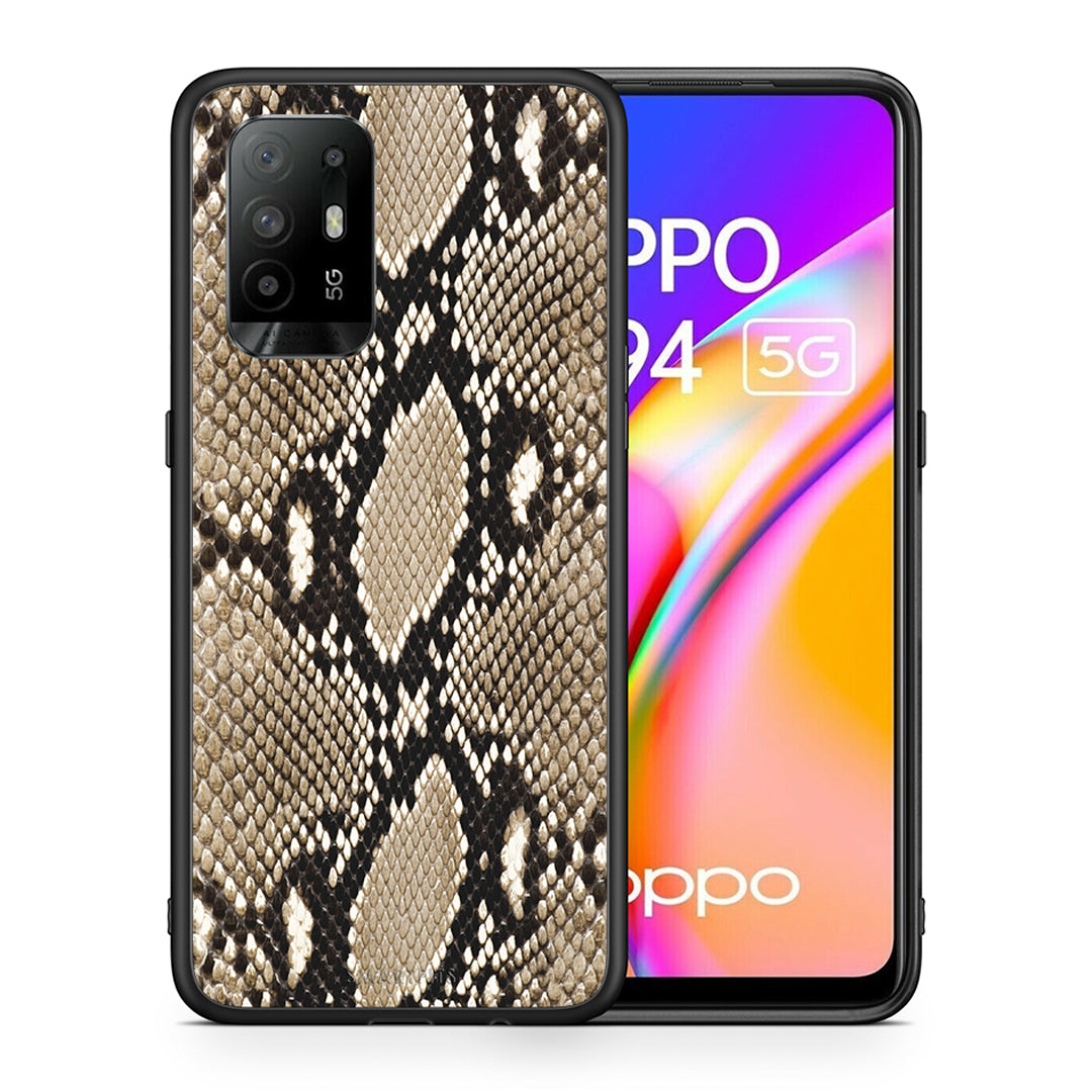 Θήκη Oppo A94 5G Fashion Snake Animal από τη Smartfits με σχέδιο στο πίσω μέρος και μαύρο περίβλημα | Oppo A94 5G Fashion Snake Animal case with colorful back and black bezels