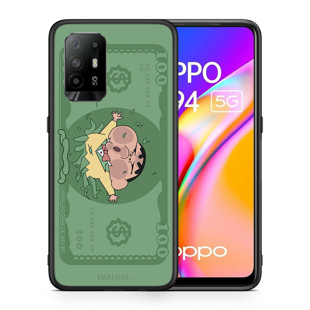 Θήκη Αγίου Βαλεντίνου Oppo A94 5G Big Money από τη Smartfits με σχέδιο στο πίσω μέρος και μαύρο περίβλημα | Oppo A94 5G Big Money case with colorful back and black bezels