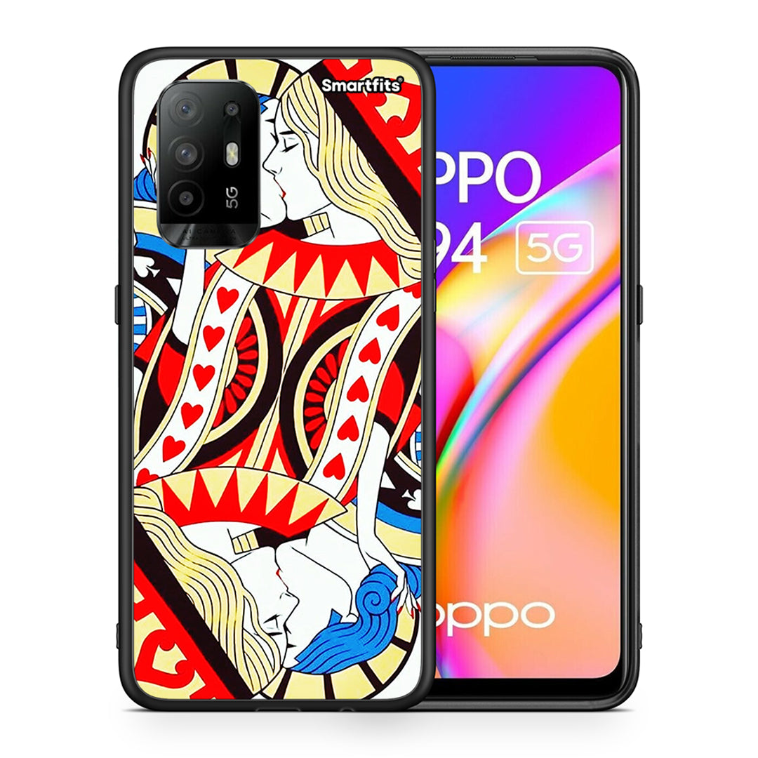 Θήκη Oppo A94 5G Card Love από τη Smartfits με σχέδιο στο πίσω μέρος και μαύρο περίβλημα | Oppo A94 5G Card Love case with colorful back and black bezels