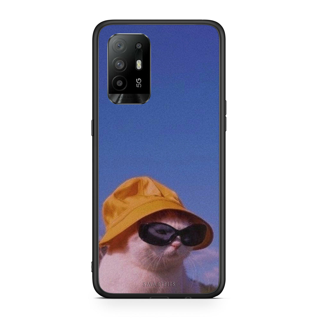 Oppo A94 5G Cat Diva θήκη από τη Smartfits με σχέδιο στο πίσω μέρος και μαύρο περίβλημα | Smartphone case with colorful back and black bezels by Smartfits