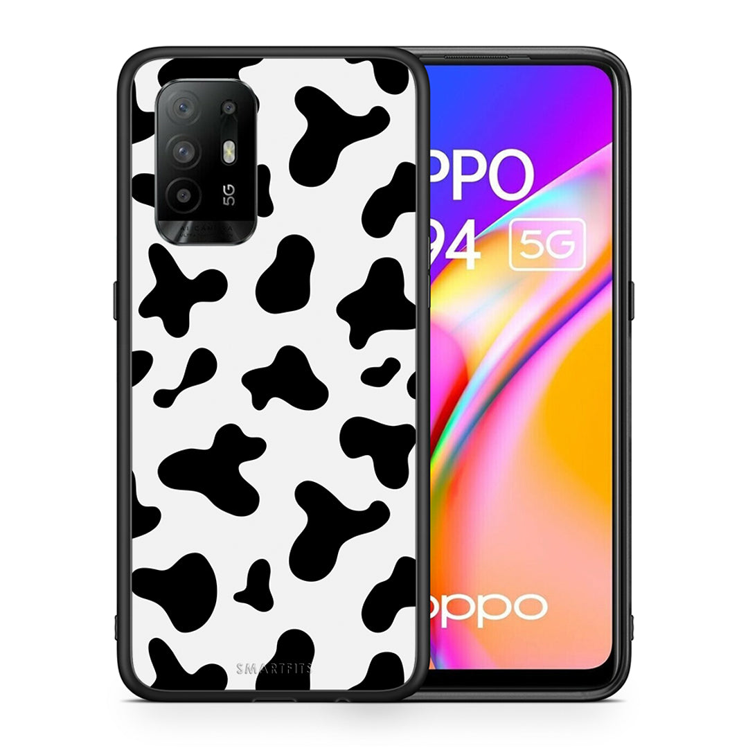 Θήκη Oppo A94 5G Cow Print από τη Smartfits με σχέδιο στο πίσω μέρος και μαύρο περίβλημα | Oppo A94 5G Cow Print case with colorful back and black bezels