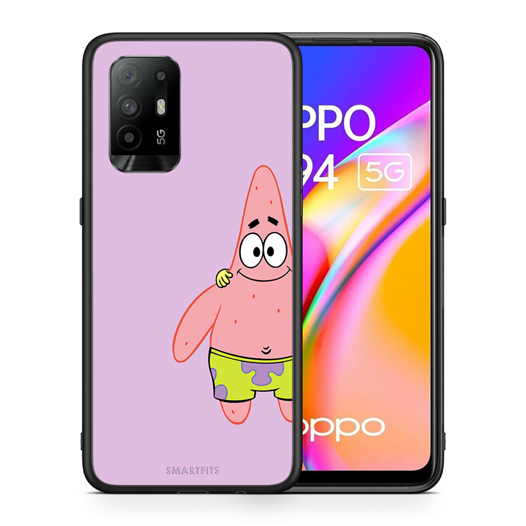 Θήκη Oppo A94 5G Friends Patrick από τη Smartfits με σχέδιο στο πίσω μέρος και μαύρο περίβλημα | Oppo A94 5G Friends Patrick case with colorful back and black bezels