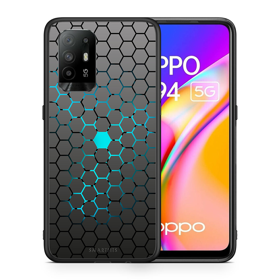 Θήκη Oppo A94 5G Hexagonal Geometric από τη Smartfits με σχέδιο στο πίσω μέρος και μαύρο περίβλημα | Oppo A94 5G Hexagonal Geometric case with colorful back and black bezels