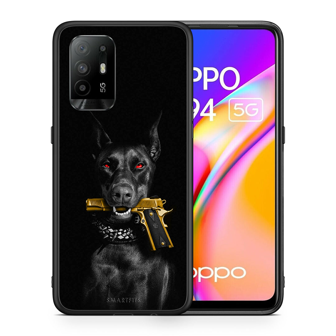 Θήκη Αγίου Βαλεντίνου Oppo A94 5G Golden Gun από τη Smartfits με σχέδιο στο πίσω μέρος και μαύρο περίβλημα | Oppo A94 5G Golden Gun case with colorful back and black bezels