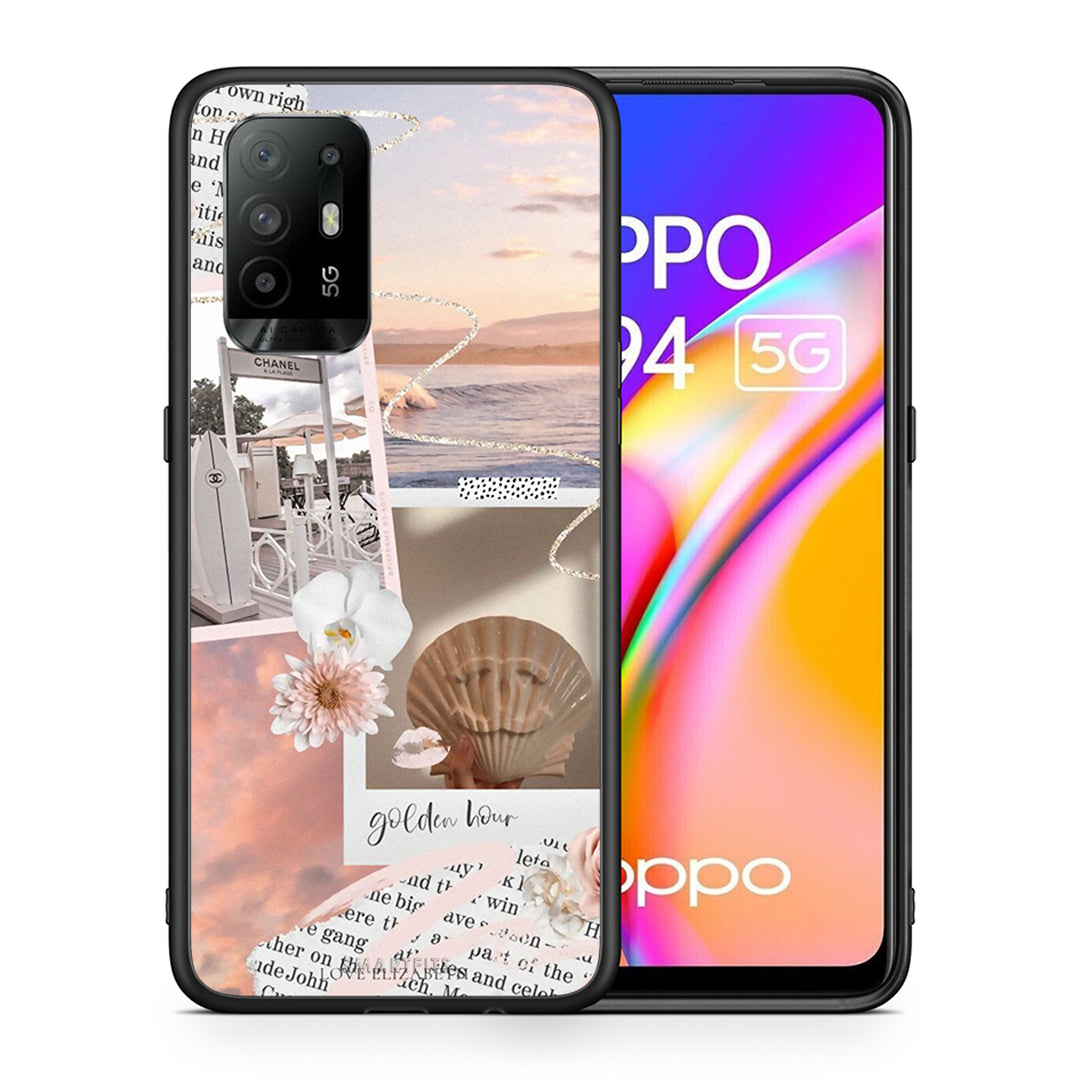 Θήκη Αγίου Βαλεντίνου Oppo A94 5G Golden Hour από τη Smartfits με σχέδιο στο πίσω μέρος και μαύρο περίβλημα | Oppo A94 5G Golden Hour case with colorful back and black bezels