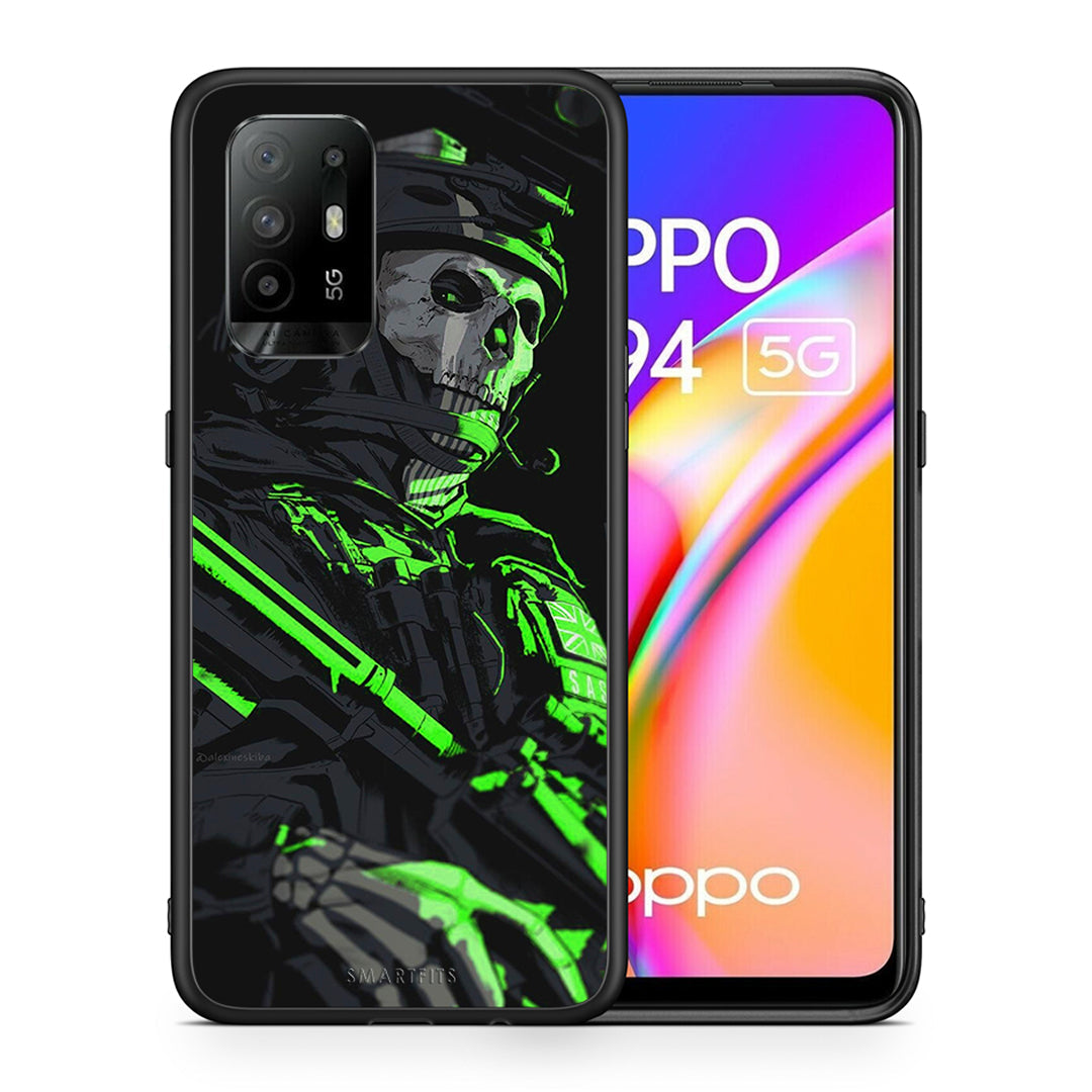 Θήκη Αγίου Βαλεντίνου Oppo A94 5G Green Soldier από τη Smartfits με σχέδιο στο πίσω μέρος και μαύρο περίβλημα | Oppo A94 5G Green Soldier case with colorful back and black bezels