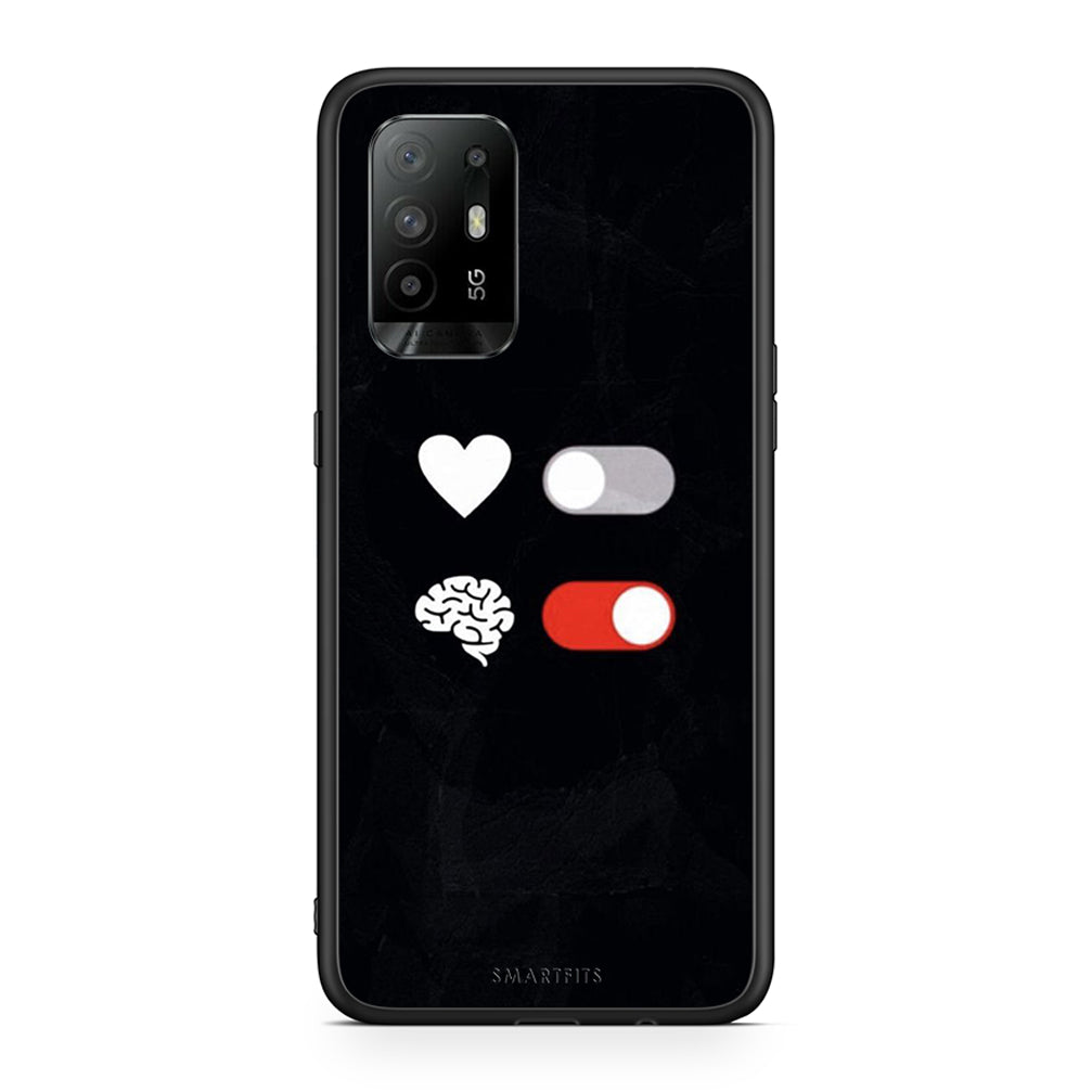 Oppo A94 5G Heart Vs Brain Θήκη Αγίου Βαλεντίνου από τη Smartfits με σχέδιο στο πίσω μέρος και μαύρο περίβλημα | Smartphone case with colorful back and black bezels by Smartfits