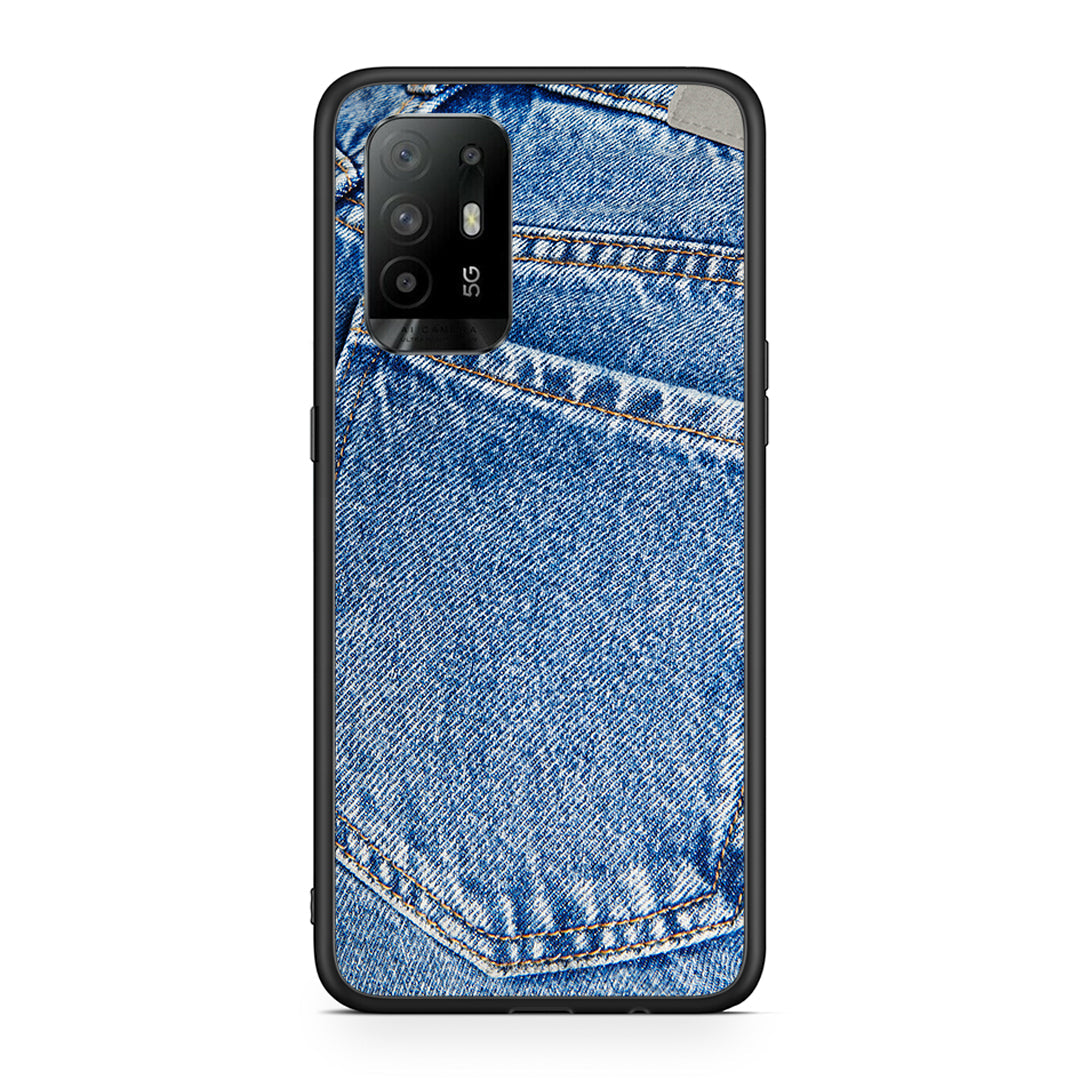 Oppo A94 5G Jeans Pocket θήκη από τη Smartfits με σχέδιο στο πίσω μέρος και μαύρο περίβλημα | Smartphone case with colorful back and black bezels by Smartfits