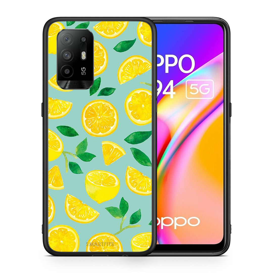 Θήκη Oppo A94 5G Lemons από τη Smartfits με σχέδιο στο πίσω μέρος και μαύρο περίβλημα | Oppo A94 5G Lemons case with colorful back and black bezels