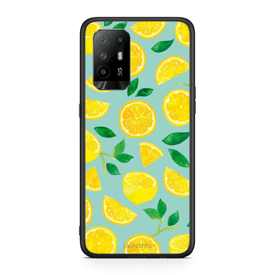 Oppo A94 5G Lemons θήκη από τη Smartfits με σχέδιο στο πίσω μέρος και μαύρο περίβλημα | Smartphone case with colorful back and black bezels by Smartfits