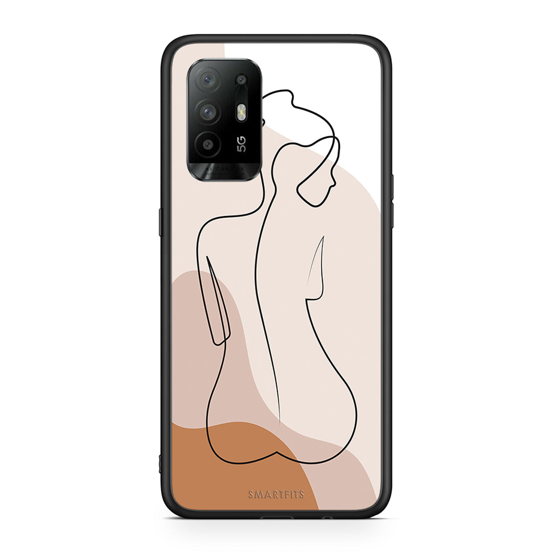 Oppo A94 5G LineArt Woman θήκη από τη Smartfits με σχέδιο στο πίσω μέρος και μαύρο περίβλημα | Smartphone case with colorful back and black bezels by Smartfits