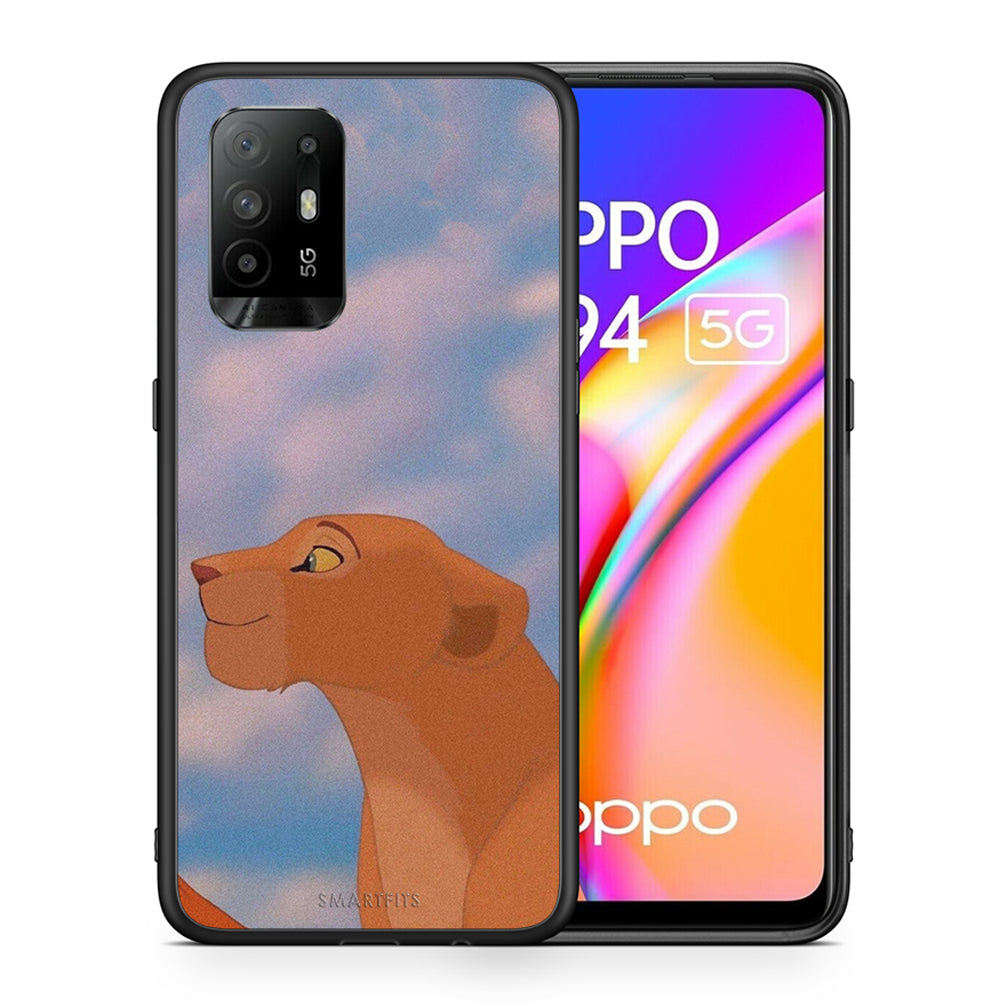 Θήκη Αγίου Βαλεντίνου Oppo A94 5G Lion Love 2 από τη Smartfits με σχέδιο στο πίσω μέρος και μαύρο περίβλημα | Oppo A94 5G Lion Love 2 case with colorful back and black bezels