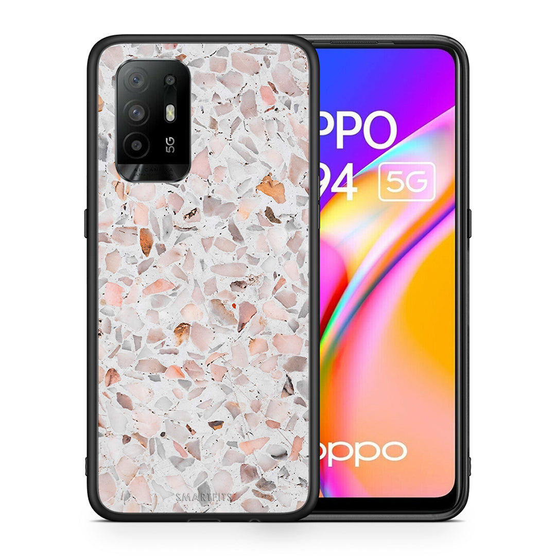 Θήκη Oppo A94 5G Marble Terrazzo από τη Smartfits με σχέδιο στο πίσω μέρος και μαύρο περίβλημα | Oppo A94 5G Marble Terrazzo case with colorful back and black bezels