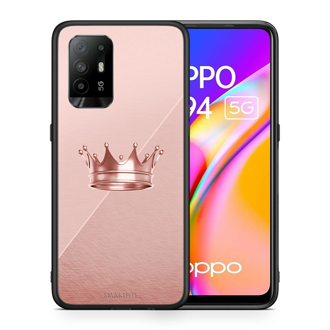 Θήκη Oppo A94 5G Crown Minimal από τη Smartfits με σχέδιο στο πίσω μέρος και μαύρο περίβλημα | Oppo A94 5G Crown Minimal case with colorful back and black bezels