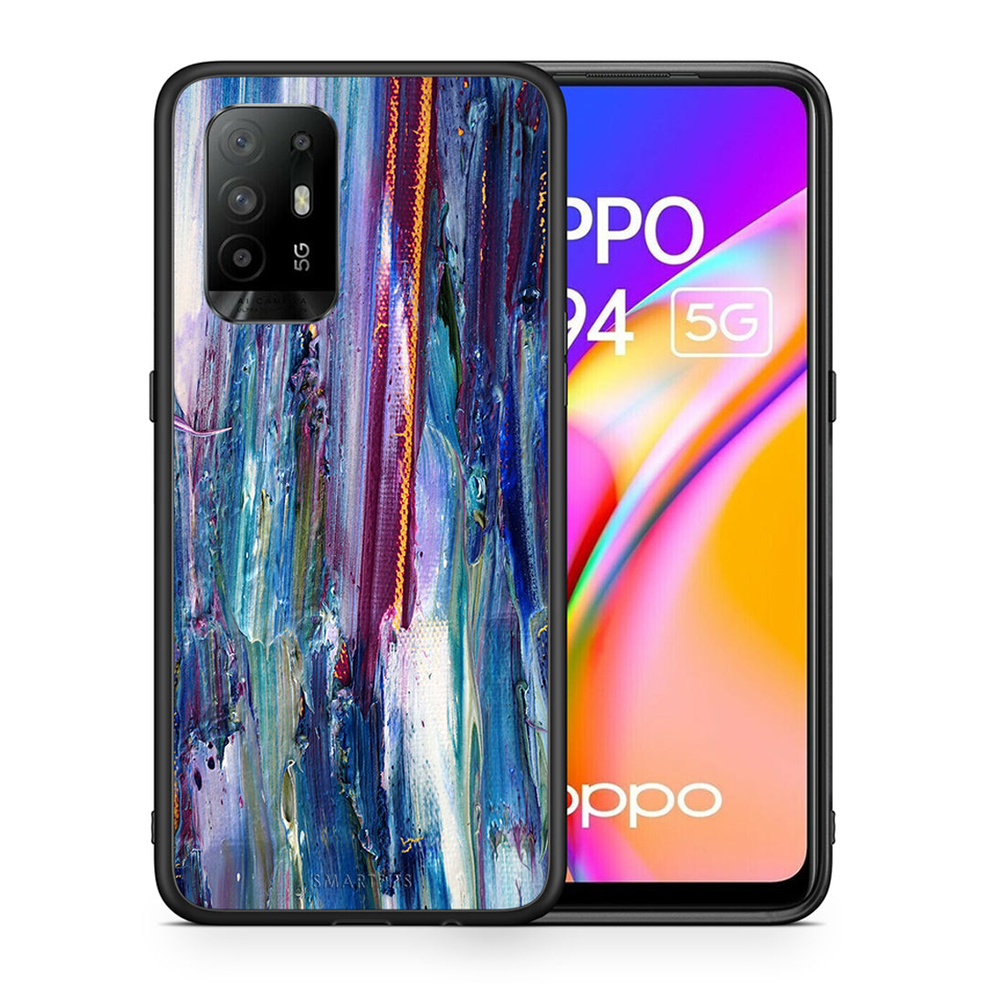 Θήκη Oppo A94 5G Winter Paint από τη Smartfits με σχέδιο στο πίσω μέρος και μαύρο περίβλημα | Oppo A94 5G Winter Paint case with colorful back and black bezels