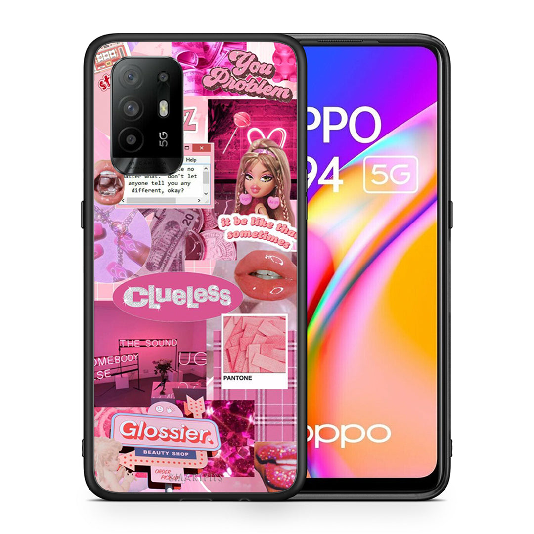 Θήκη Αγίου Βαλεντίνου Oppo A94 5G Pink Love από τη Smartfits με σχέδιο στο πίσω μέρος και μαύρο περίβλημα | Oppo A94 5G Pink Love case with colorful back and black bezels