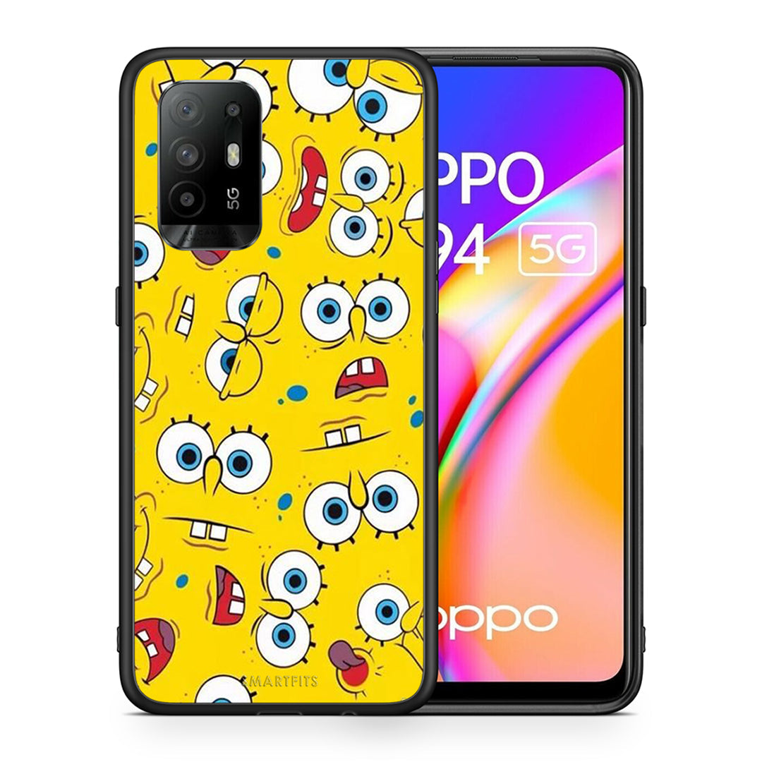 Θήκη Oppo A94 5G Sponge PopArt από τη Smartfits με σχέδιο στο πίσω μέρος και μαύρο περίβλημα | Oppo A94 5G Sponge PopArt case with colorful back and black bezels