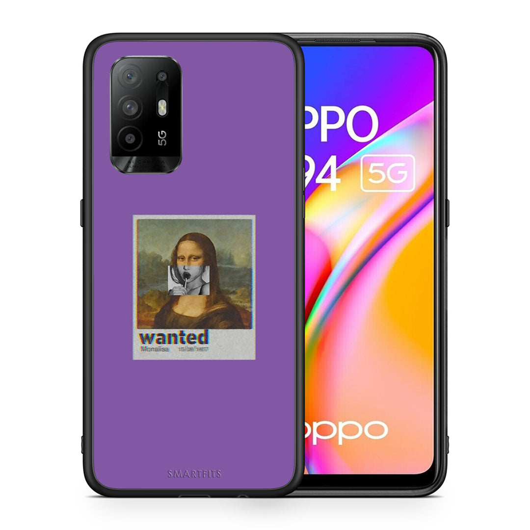 Θήκη Oppo A94 5G Monalisa Popart από τη Smartfits με σχέδιο στο πίσω μέρος και μαύρο περίβλημα | Oppo A94 5G Monalisa Popart case with colorful back and black bezels