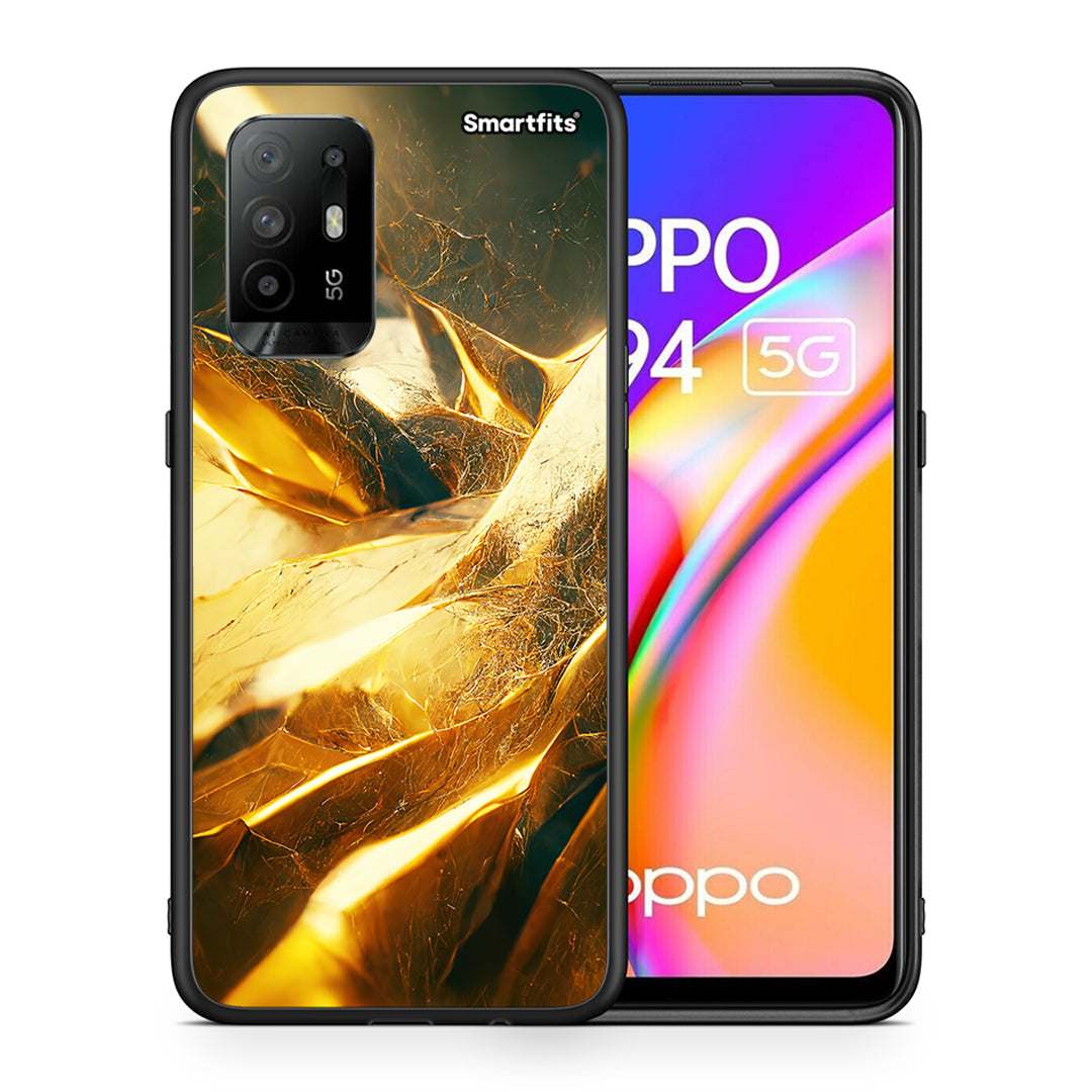 Θήκη Oppo A94 5G Real Gold από τη Smartfits με σχέδιο στο πίσω μέρος και μαύρο περίβλημα | Oppo A94 5G Real Gold case with colorful back and black bezels