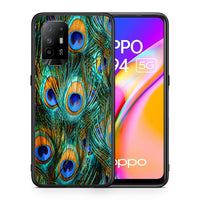 Thumbnail for Θήκη Oppo A94 5G Real Peacock Feathers από τη Smartfits με σχέδιο στο πίσω μέρος και μαύρο περίβλημα | Oppo A94 5G Real Peacock Feathers case with colorful back and black bezels