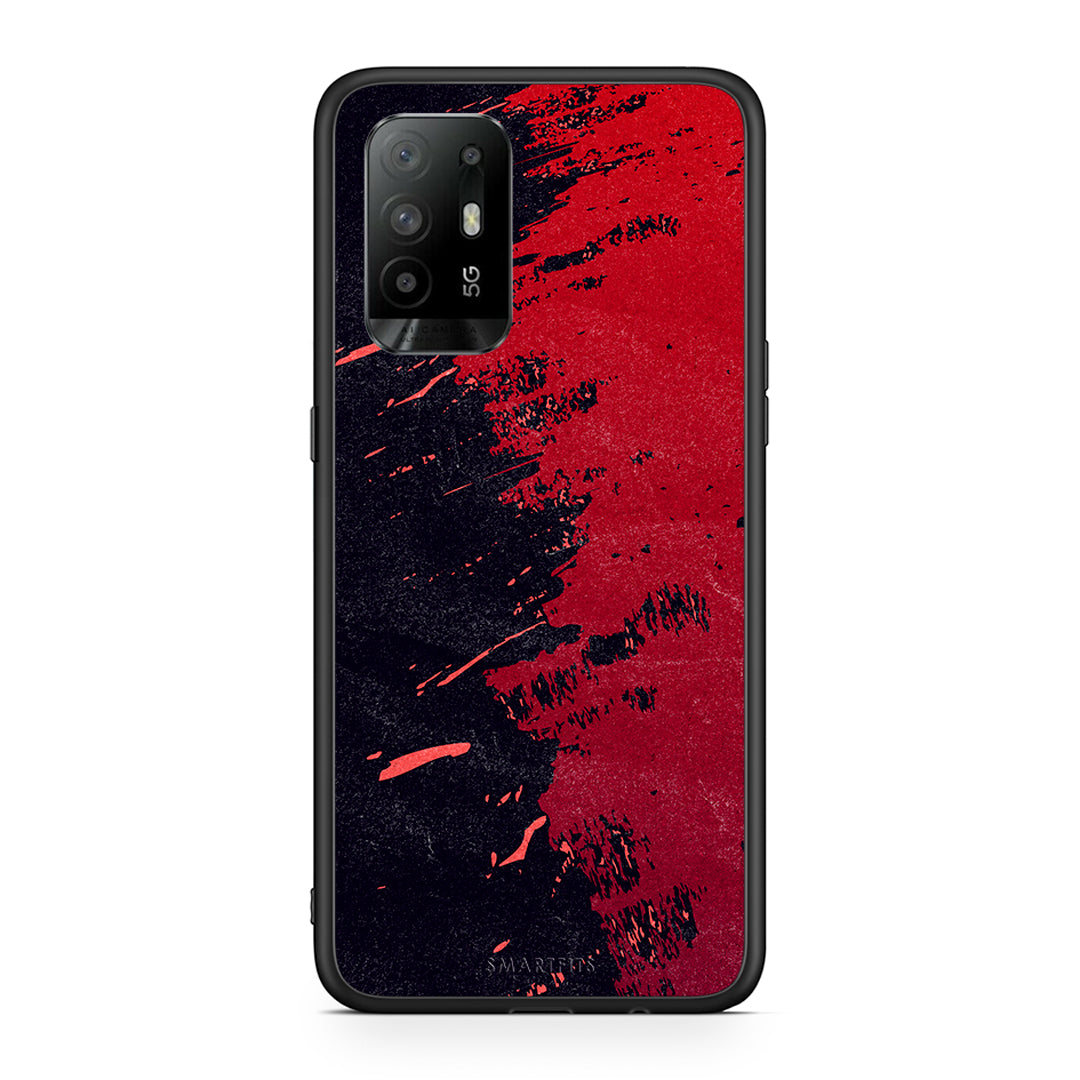 Oppo A94 5G Red Paint Θήκη Αγίου Βαλεντίνου από τη Smartfits με σχέδιο στο πίσω μέρος και μαύρο περίβλημα | Smartphone case with colorful back and black bezels by Smartfits