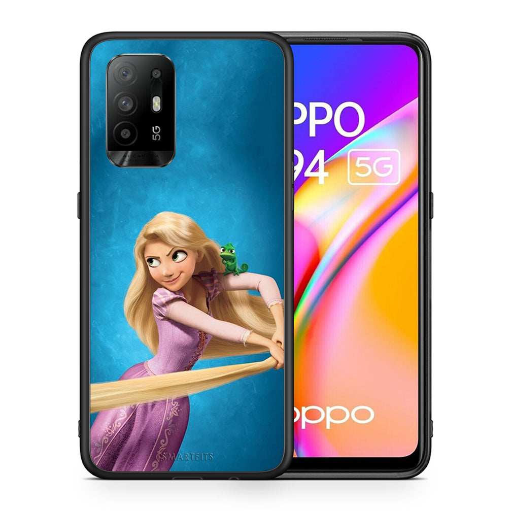 Θήκη Αγίου Βαλεντίνου Oppo A94 5G Tangled 2 από τη Smartfits με σχέδιο στο πίσω μέρος και μαύρο περίβλημα | Oppo A94 5G Tangled 2 case with colorful back and black bezels