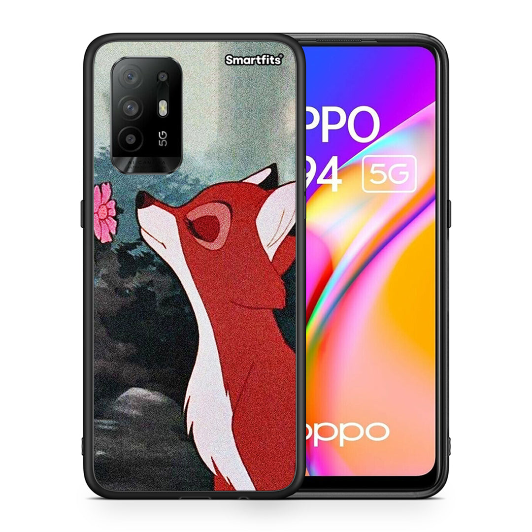 Θήκη Oppo A94 5G Tod And Vixey Love 2 από τη Smartfits με σχέδιο στο πίσω μέρος και μαύρο περίβλημα | Oppo A94 5G Tod And Vixey Love 2 case with colorful back and black bezels