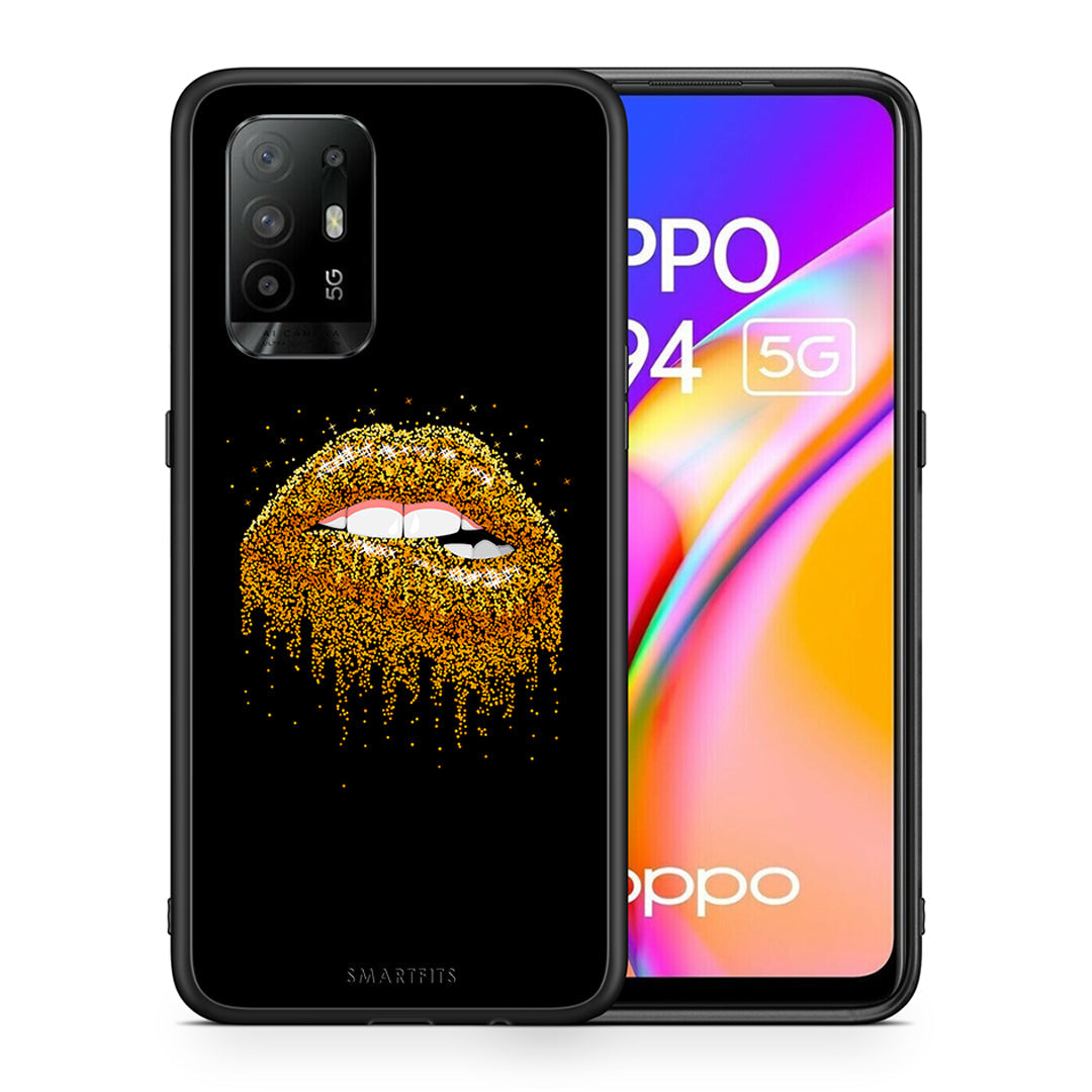 Θήκη Oppo A94 5G Golden Valentine από τη Smartfits με σχέδιο στο πίσω μέρος και μαύρο περίβλημα | Oppo A94 5G Golden Valentine case with colorful back and black bezels