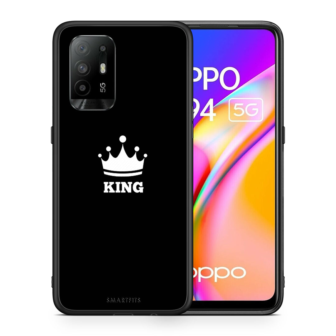 Θήκη Oppo A94 5G King Valentine από τη Smartfits με σχέδιο στο πίσω μέρος και μαύρο περίβλημα | Oppo A94 5G King Valentine case with colorful back and black bezels