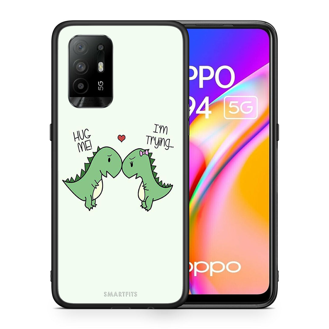 Θήκη Oppo A94 5G Rex Valentine από τη Smartfits με σχέδιο στο πίσω μέρος και μαύρο περίβλημα | Oppo A94 5G Rex Valentine case with colorful back and black bezels