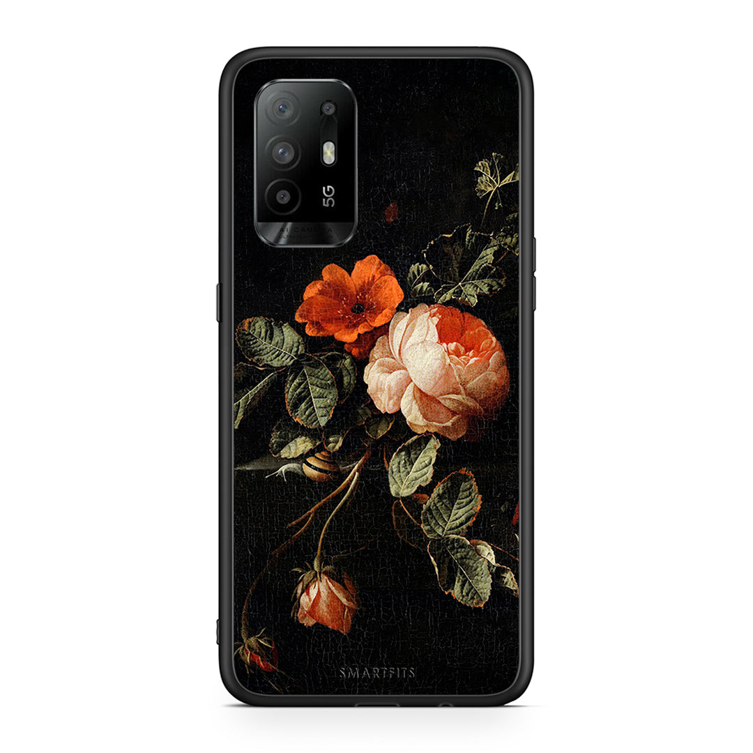 Oppo A94 5G Vintage Roses θήκη από τη Smartfits με σχέδιο στο πίσω μέρος και μαύρο περίβλημα | Smartphone case with colorful back and black bezels by Smartfits