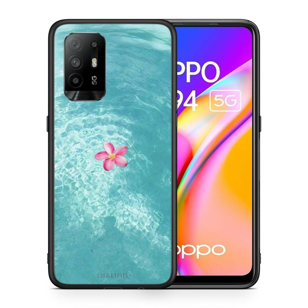 Θήκη Oppo A94 5G Water Flower από τη Smartfits με σχέδιο στο πίσω μέρος και μαύρο περίβλημα | Oppo A94 5G Water Flower case with colorful back and black bezels