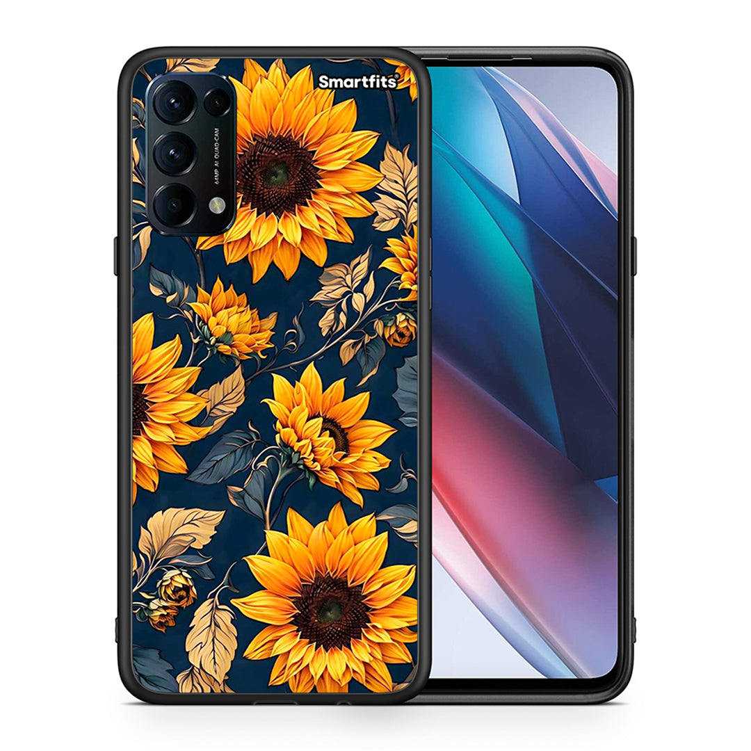 Θήκη Oppo Find X3 Lite / Reno 5 5G / Reno 5 4G Autumn Sunflowers από τη Smartfits με σχέδιο στο πίσω μέρος και μαύρο περίβλημα | Oppo Find X3 Lite / Reno 5 5G / Reno 5 4G Autumn Sunflowers case with colorful back and black bezels