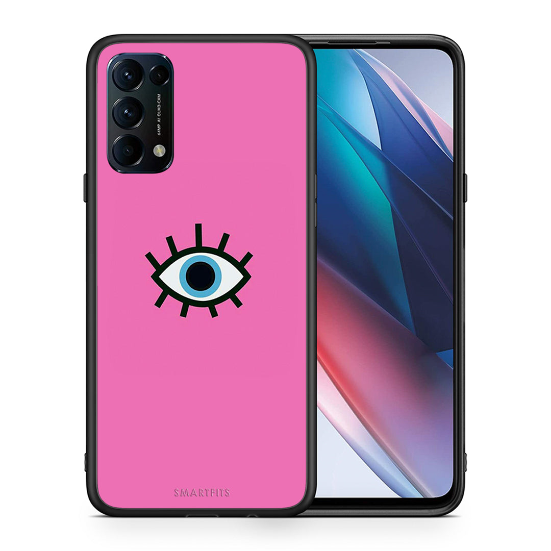 Θήκη Oppo Find X3 Lite / Reno 5 5G / Reno 5 4G Blue Eye Pink από τη Smartfits με σχέδιο στο πίσω μέρος και μαύρο περίβλημα | Oppo Find X3 Lite / Reno 5 5G / Reno 5 4G Blue Eye Pink case with colorful back and black bezels