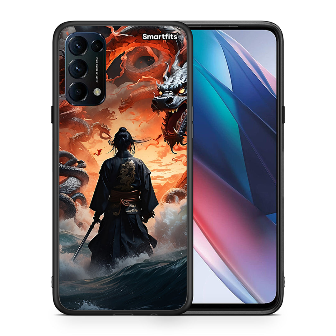 Θήκη Oppo Find X3 Lite / Reno 5 5G / Reno 5 4G Dragons Fight από τη Smartfits με σχέδιο στο πίσω μέρος και μαύρο περίβλημα | Oppo Find X3 Lite / Reno 5 5G / Reno 5 4G Dragons Fight case with colorful back and black bezels