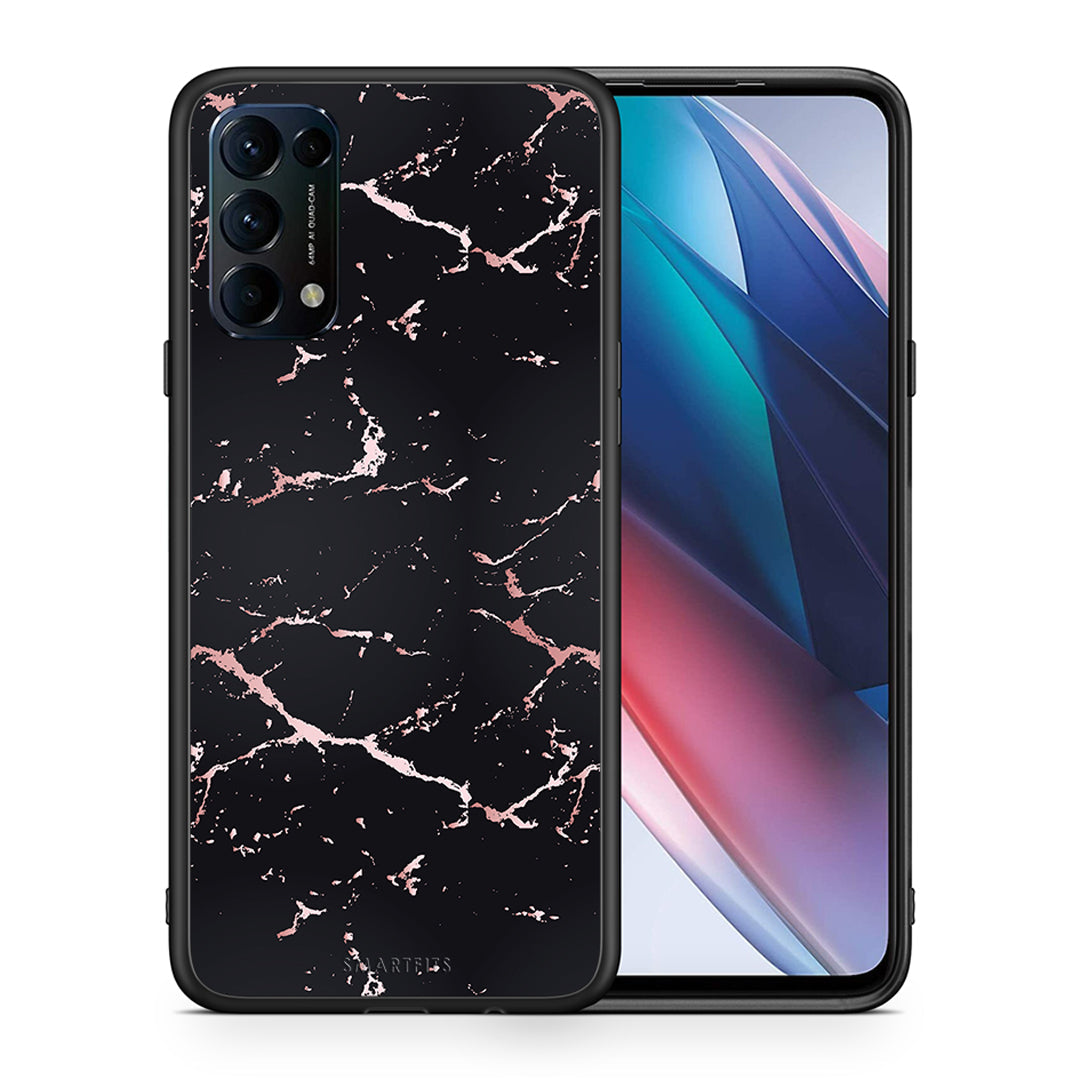 Θήκη Oppo Find X3 Lite / Reno 5 5G / Reno 5 4G Black Rosegold Marble από τη Smartfits με σχέδιο στο πίσω μέρος και μαύρο περίβλημα | Oppo Find X3 Lite / Reno 5 5G / Reno 5 4G Black Rosegold Marble case with colorful back and black bezels