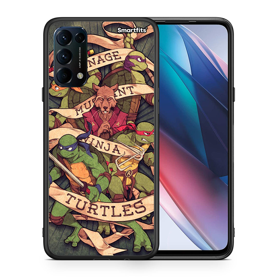 Θήκη Oppo Find X3 Lite / Reno 5 5G / Reno 5 4G Ninja Turtles από τη Smartfits με σχέδιο στο πίσω μέρος και μαύρο περίβλημα | Oppo Find X3 Lite / Reno 5 5G / Reno 5 4G Ninja Turtles case with colorful back and black bezels