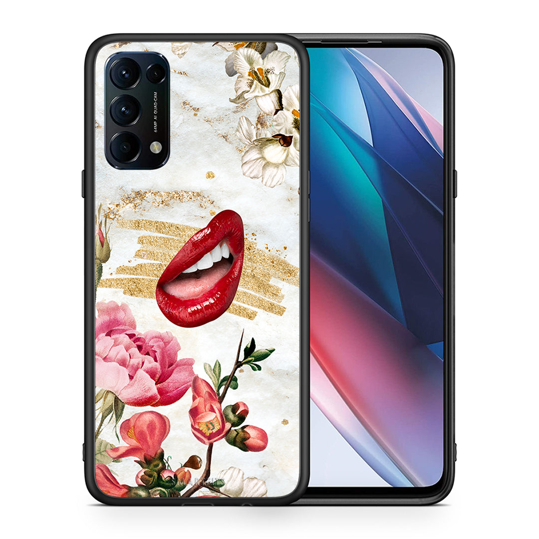 Θήκη Oppo Find X3 Lite / Reno 5 5G / Reno 5 4G Red Lips από τη Smartfits με σχέδιο στο πίσω μέρος και μαύρο περίβλημα | Oppo Find X3 Lite / Reno 5 5G / Reno 5 4G Red Lips case with colorful back and black bezels