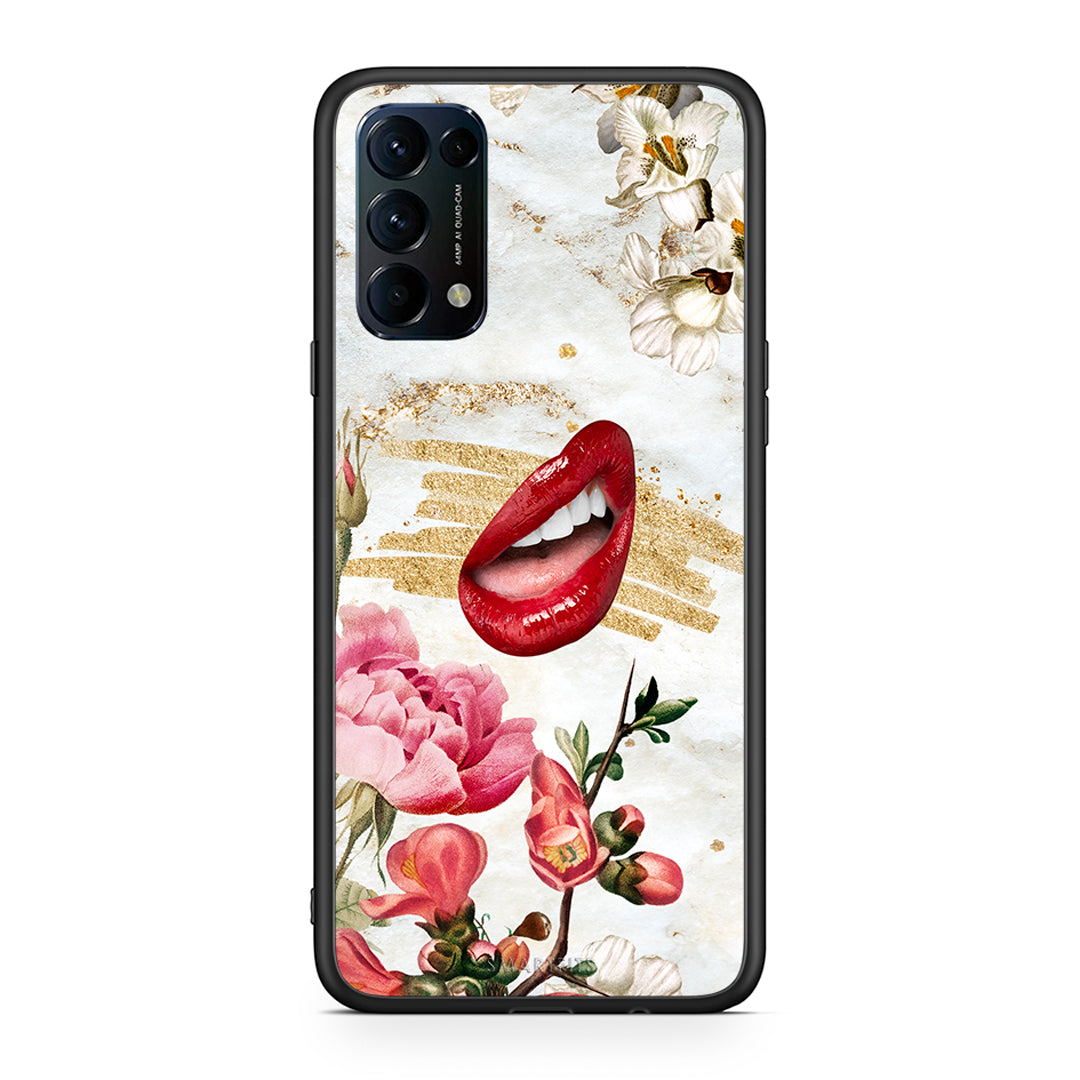 Oppo Find X3 Lite / Reno 5 5G / Reno 5 4G Red Lips θήκη από τη Smartfits με σχέδιο στο πίσω μέρος και μαύρο περίβλημα | Smartphone case with colorful back and black bezels by Smartfits