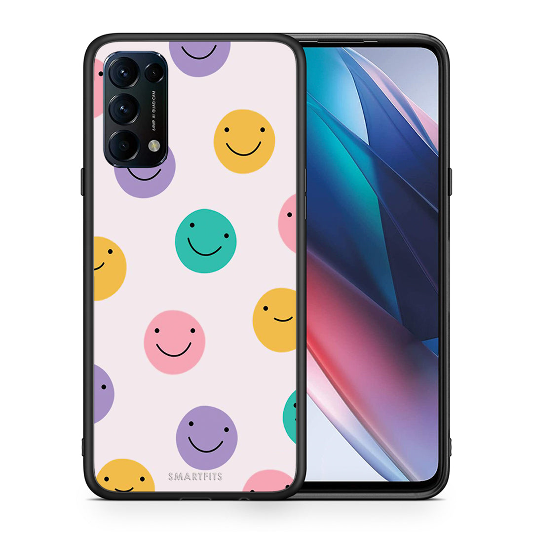 Θήκη Oppo Find X3 Lite / Reno 5 5G / Reno 5 4G Smiley Faces από τη Smartfits με σχέδιο στο πίσω μέρος και μαύρο περίβλημα | Oppo Find X3 Lite / Reno 5 5G / Reno 5 4G Smiley Faces case with colorful back and black bezels