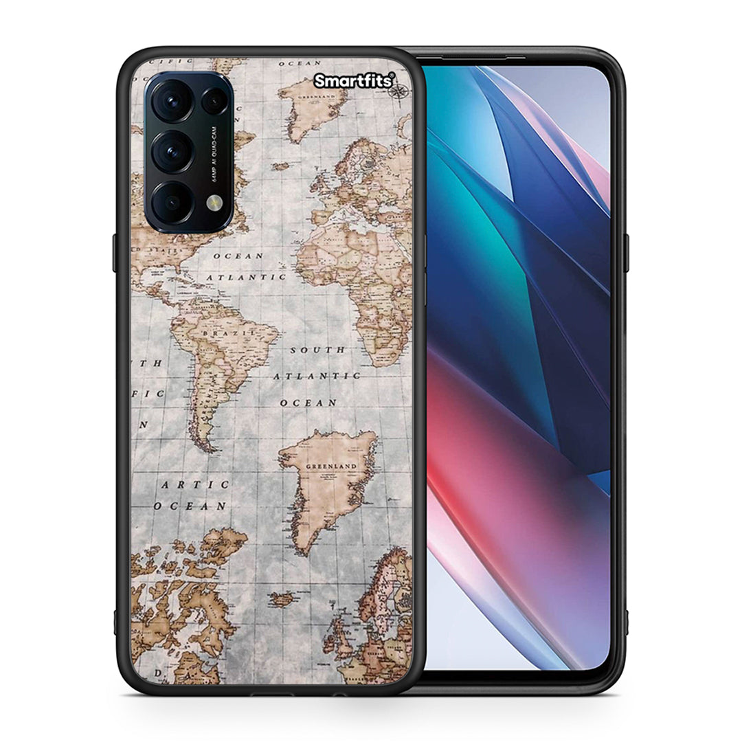 Θήκη Oppo Find X3 Lite / Reno 5 5G / Reno 5 4G World Map από τη Smartfits με σχέδιο στο πίσω μέρος και μαύρο περίβλημα | Oppo Find X3 Lite / Reno 5 5G / Reno 5 4G World Map case with colorful back and black bezels